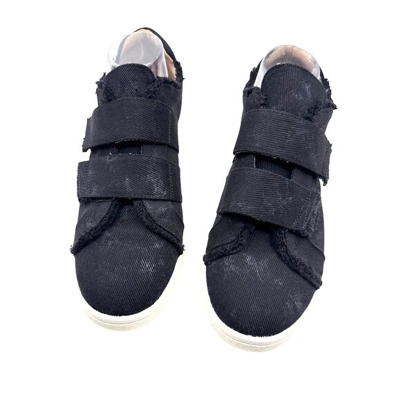 Life  Stride 11M  Distressed Look Fabric Canvas  Frayed Details Black Sneaker - Picture 6 of 12